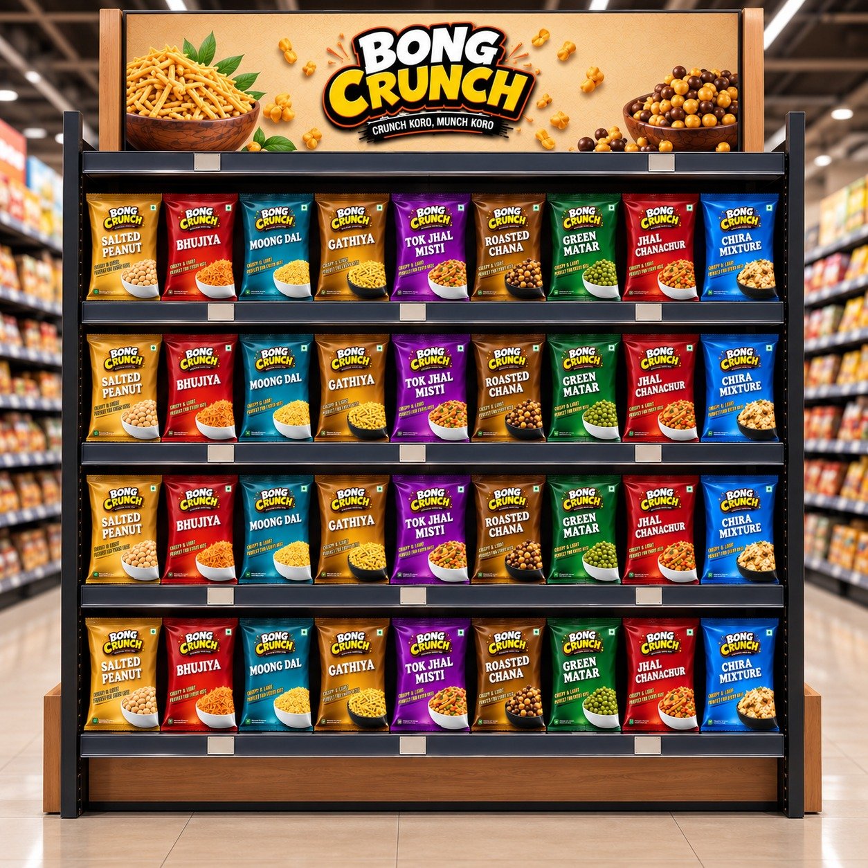 Bong Crunch packs on a retail shelf